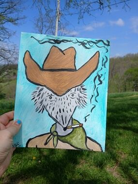 Cowboy Possum Painting Folk Art